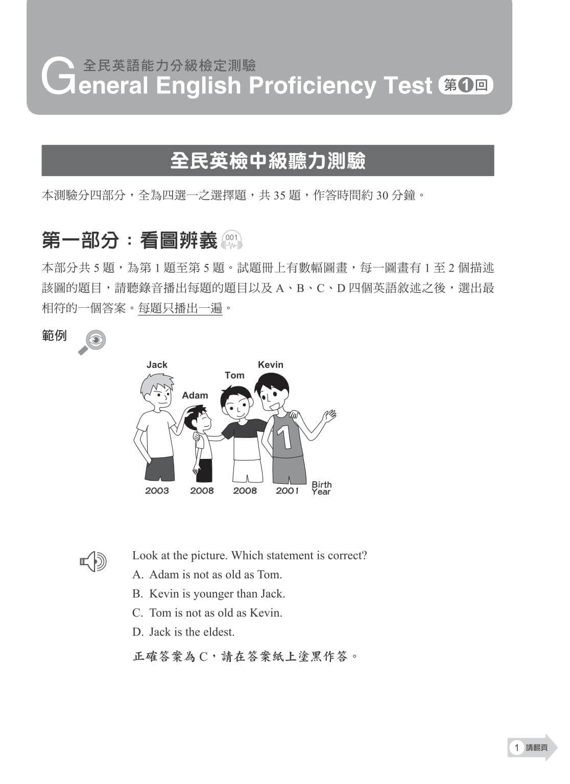 新全民英檢黃金考題試題包中級初試_sample pages_01